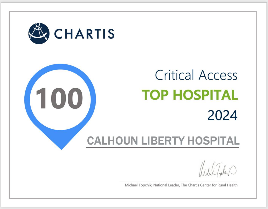 Calhoun Liberty Hospital Earns Top 100 Critical Access Hospital Award From the Chartis Center for Rural Health